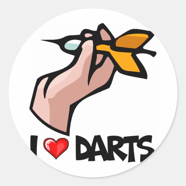 I Love Darts Classic Round Sticker (Front)