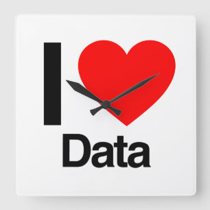 i love data square wall clock