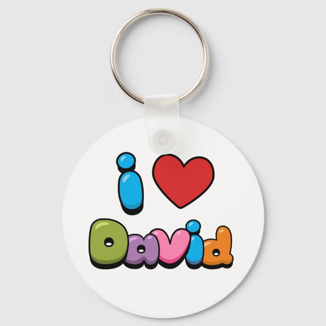I Love David Key Ring (Front)