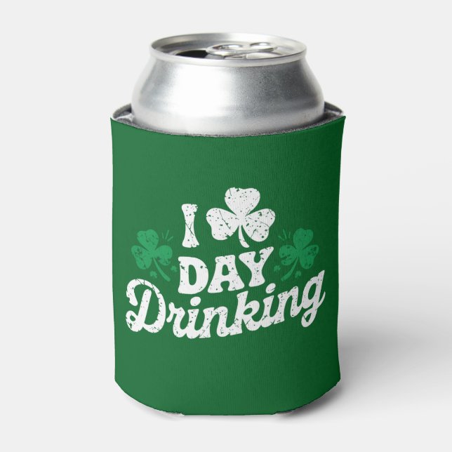 I Love Day Drinking Funny St Patrick's Day Irish Can Cooler (Can Front)
