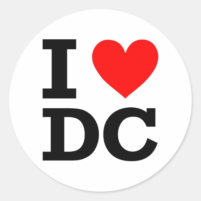 I Love DC Design Classic Round Sticker (Front)