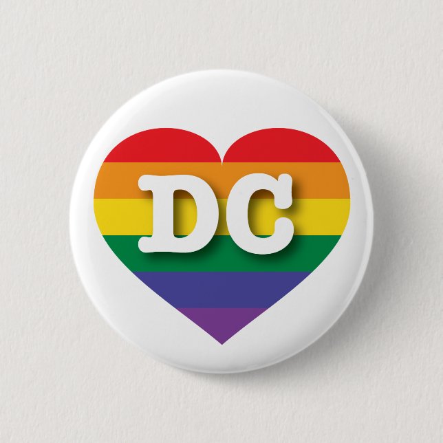 I Love DC Rainbow Heart 6 Cm Round Badge (Front)