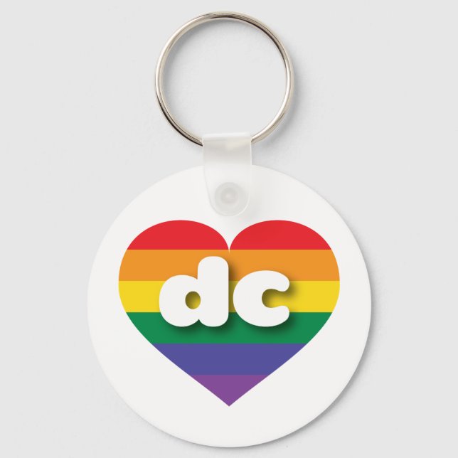 I Love DC Rainbow Heart Key Ring (Front)