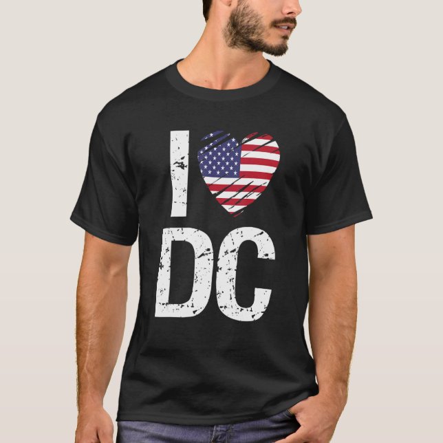 I Love Dc With American Flag T-Shirt (Front)