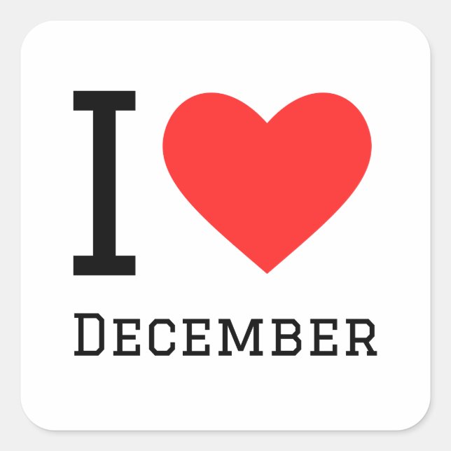 I love December  Square Sticker (Front)