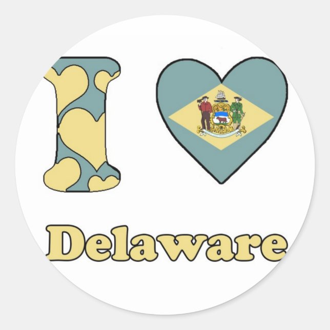 I love Delaware Classic Round Sticker (Front)
