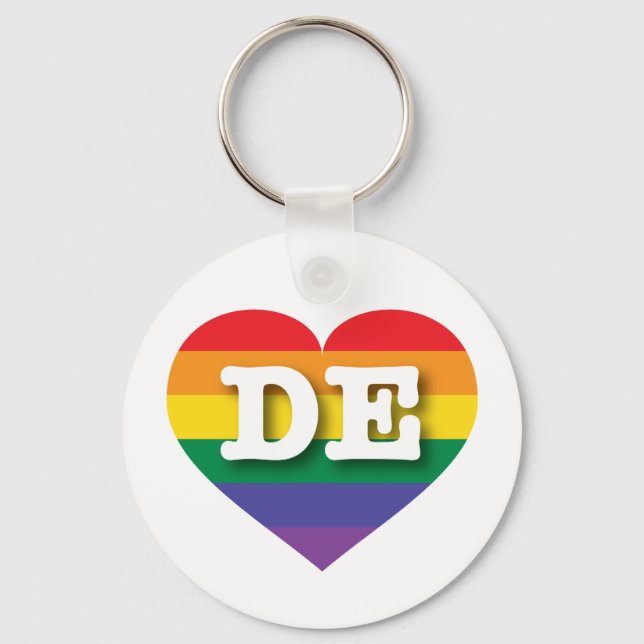 I love Delaware Gay Pride Key Ring (Front)