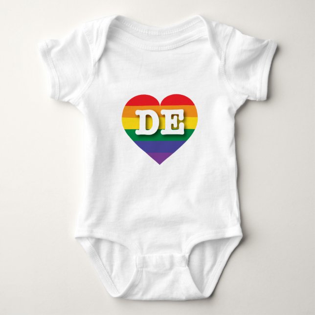 I Love Delaware Rainbow Heart Baby Bodysuit (Front)