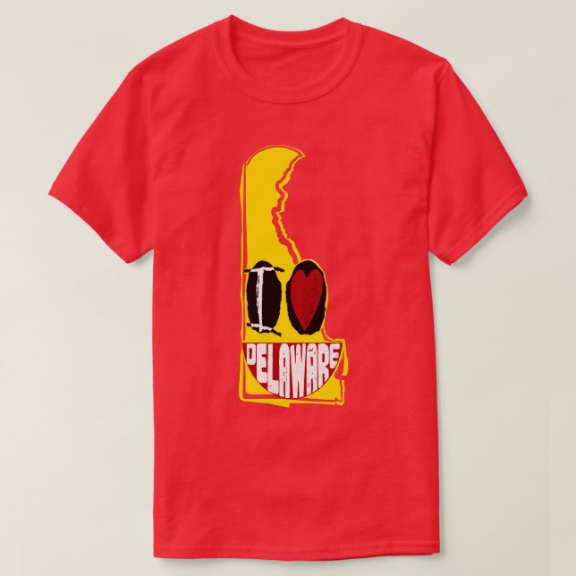 I Love Delaware Smiling Happy Face T-Shirt (Design Front)