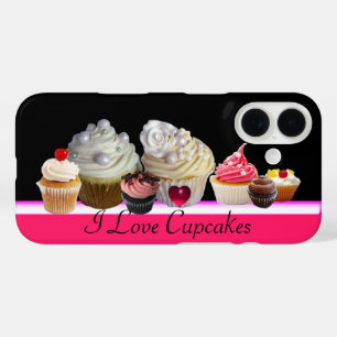 I LOVE DELICIOUS CUPCAKES Pink,Fuchsia White iPhone 16 Case