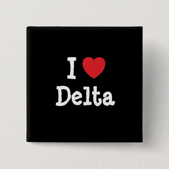 I love Delta heart T-Shirt 15 Cm Square Badge (Front)