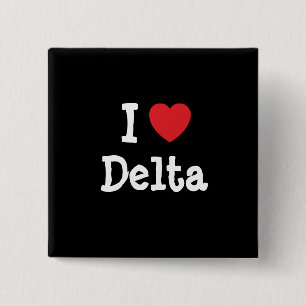 I love Delta heart T-Shirt 15 Cm Square Badge