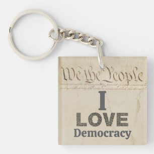 I Love Democracy Keychain