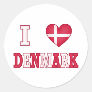 I Love Denmark Classic Round Sticker