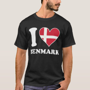 I Love Denmark Danish Flag Heart T-Shirt