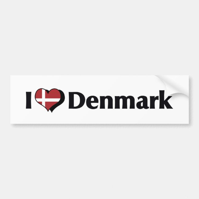 I Love Denmark Flag Bumper Sticker (Front)