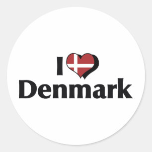 I Love Denmark Flag Classic Round Sticker