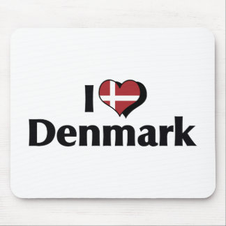 I Love Denmark Flag Mouse Pad