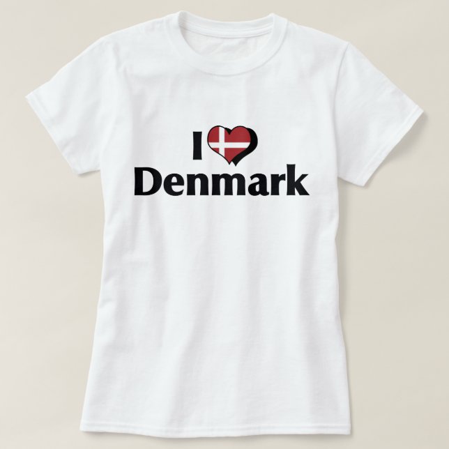 I Love Denmark Flag T-Shirt (Design Front)