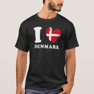 I Love Denmark  Heart Flag Denmark T-Shirt