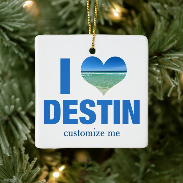 I Love Destin Florida Custom Christmas Ceramic Ornament (Tree)