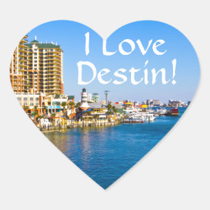 I Love Destin Florida Heart Shaped Stickers