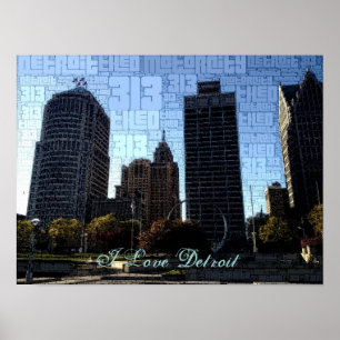 I love Detroit Poster - downtown from Hart Plaza