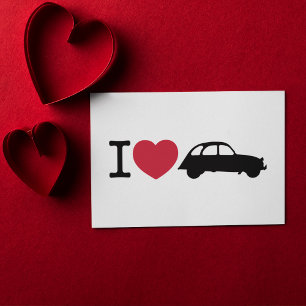 I love Deux Chevaux Old Timer Car Postcard