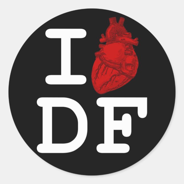 I Love DF Classic Round Sticker (Front)