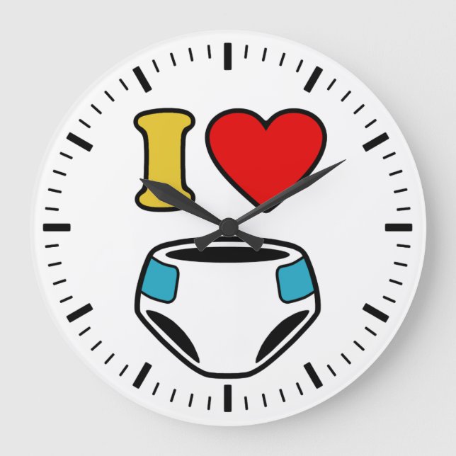 I LOVE DIAPERS LARGE CLOCK (Front)
