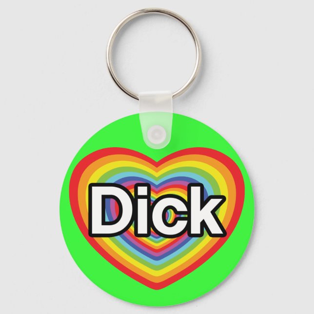 I love Dick: rainbow heart Key Ring (Front)