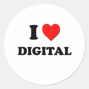 I love Digital Classic Round Sticker