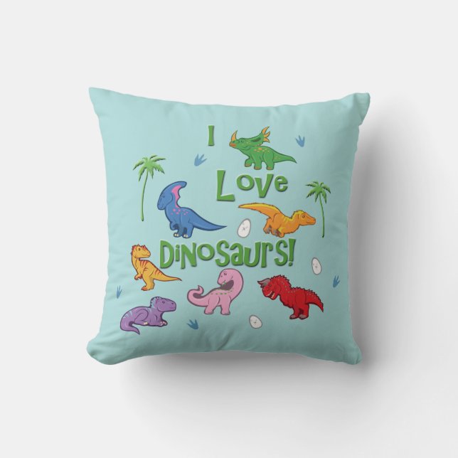 I Love Dinosaurs! (Cute) Cushion (Front)