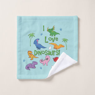 I Love Dinosaurs (Cute) Wash Cloth