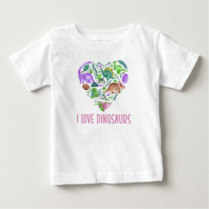 I Love Dinosaurs, Dinosaur Heart Valentine Baby T-Shirt