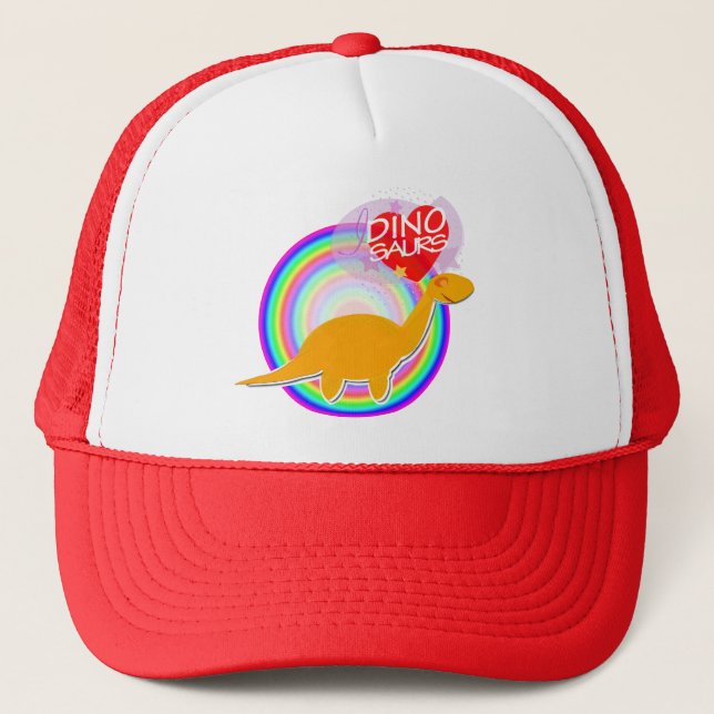 I love Dinosaurs Orange Dino Diplodocus Hat/ Cap (Front)