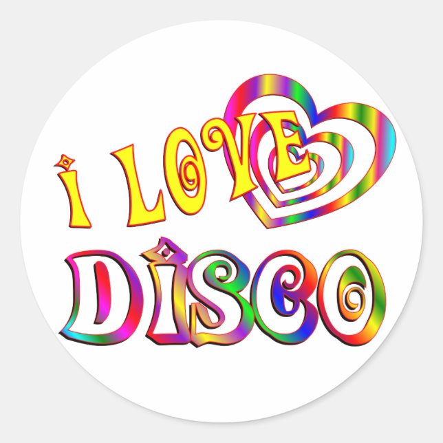 I LOVE DISCO CLASSIC ROUND STICKER (Front)