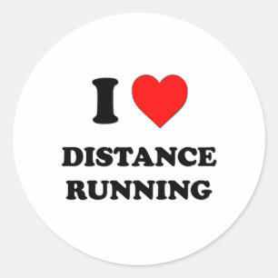 I Love Distance Running Classic Round Sticker