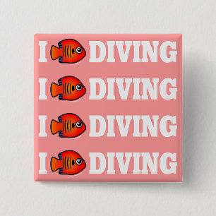 I Love Diving 15 Cm Square Badge