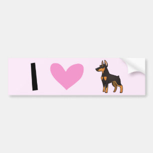 I Love Doberman Pinschers (pointy ears) Bumper Sticker