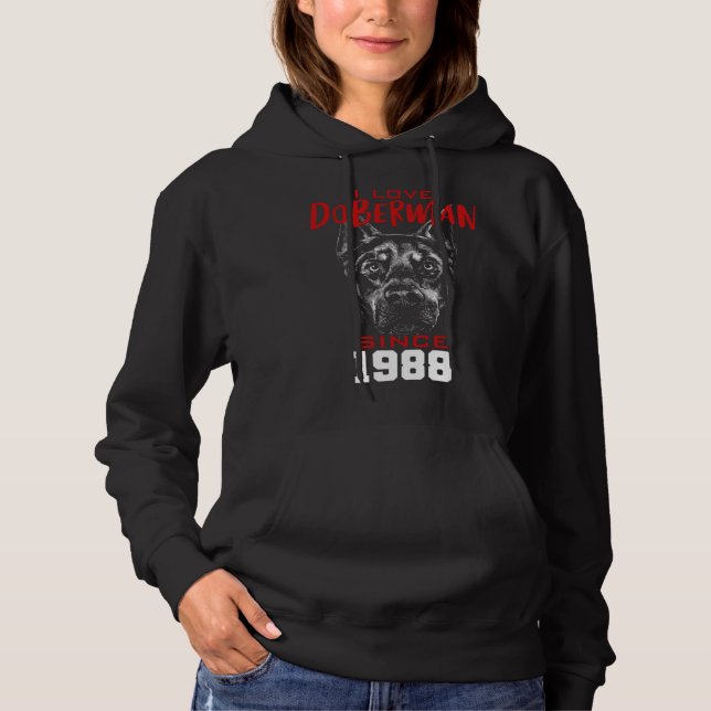 I love doberman since 1988 hoodie (Front)