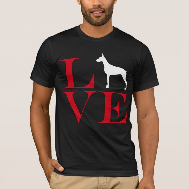 I Love Dobermans - Dark Coloured Tee (Front)