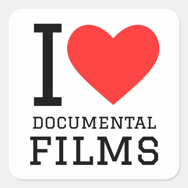I love documental films  square sticker (Front)