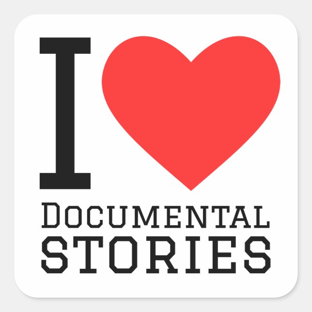 I love documental stories square sticker (Front)