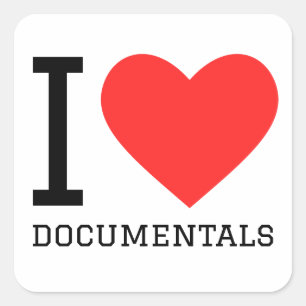 I love documentals square sticker