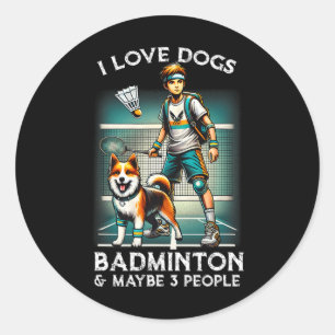 I Love Dog Badminton Classic Round Sticker