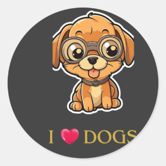 i love dog Custom Photo And Text Personalised Classic Round Sticker