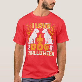 I Love Dog & Halloween Haunted Trees Pumpkin Costu T-Shirt
