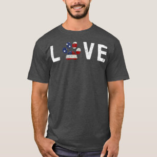 I Love Dogs & Cats American Flag Paw Print Dog & C T-Shirt