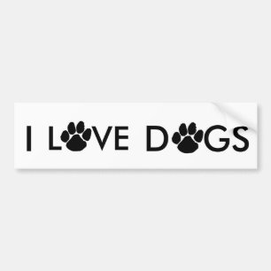 "I love dogs" cute paw print bumper sticker